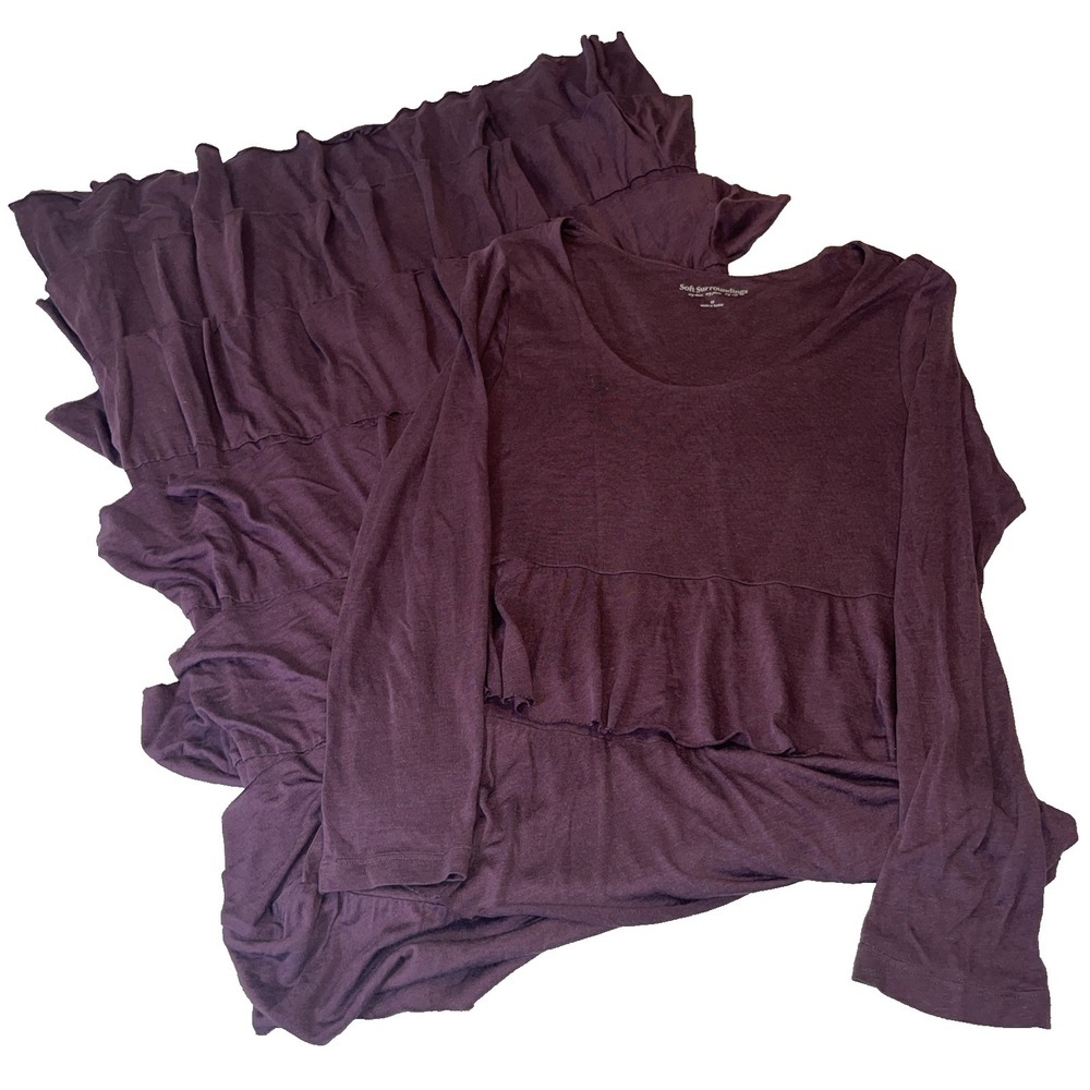 Soft Surroundings Long Sleeve Tiered Maxi Dress Medium Purple Boho Ruffle